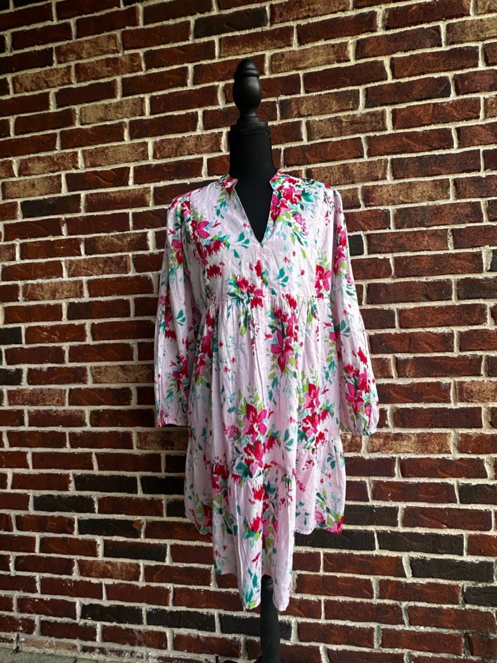 crown & ivy Pink Floral Petite Dress with Green Accents